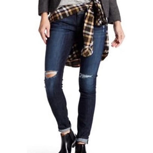 HUDSON Krista Super Skinny Jean Distressed Dark Wash 28 - Picture 2 of 9